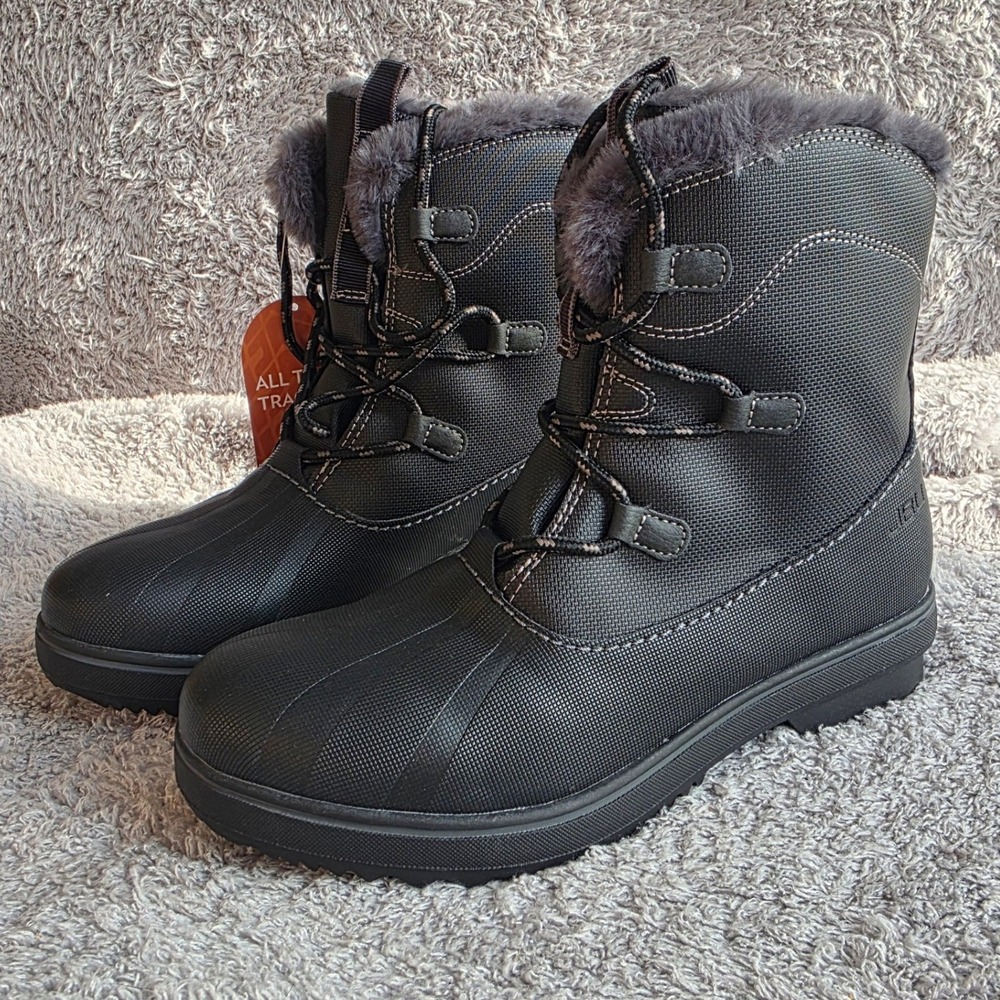 JBU Women's Brisky‎ Round Toe Lace Up Winter Snow Ankle Boots Fleece Lined 9 NEW